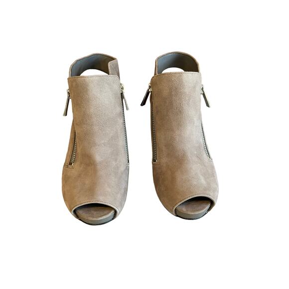 Franco Sarto gray suede open toe platform heels Edgy Moto 7 - Picture 3 of 9